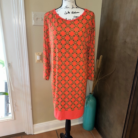 MICHAEL Michael Kors Orange Geometric Midi Dress - Picture 3 of 7